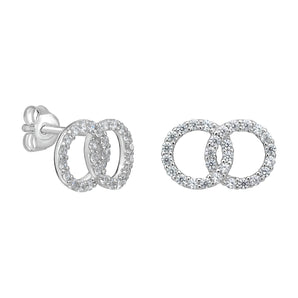 925 sterling silver and CZ Double Circle stud earrings