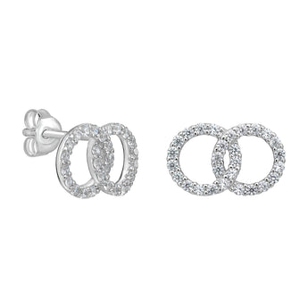 925 sterling silver and CZ Double Circle stud earrings