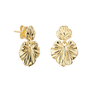 14ct Gold Plated Drop Leaf Earrings, 925 Sterling Silver
