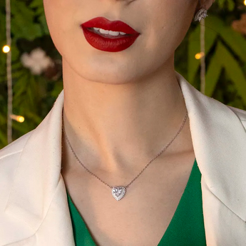 Sterling Silver Cubic Zirconia Heart Necklace
