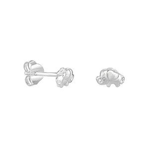 Sterling Silver Elephant Love Stud Earrings