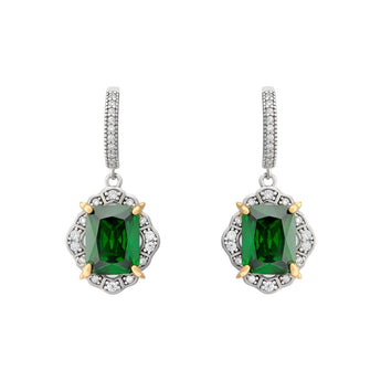 Exquisite Emerald Cubic Zirconia Silver Earrings