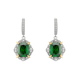 Exquisite Emerald Cubic Zirconia Silver Earrings