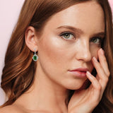 Exquisite Emerald Cubic Zirconia Silver Earrings