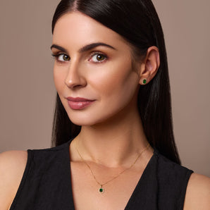 9ct gold Emerald Cut Cubic Zirconia Pendant Necklace