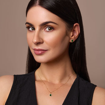 9ct gold Emerald Cut Cubic Zirconia Pendant Necklace