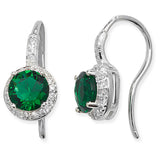 Silver Emerald CZ Drop Earrings