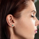 Emerald Cubic Zirconia Halo Stud Earrings