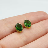 9ct Gold Emerald Cubic Zirconia Oval Studs