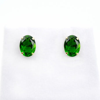 9ct Gold Emerald Cubic Zirconia Oval Studs