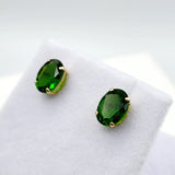 9ct Gold Emerald Cubic Zirconia Oval Studs