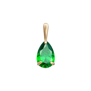 9ct Gold Emerald Pear Cubic Zirconia Pendant Necklace