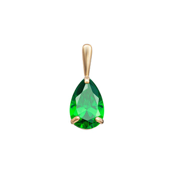 9ct Gold Emerald Pear Cubic Zirconia Pendant Necklace