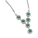 Emerald Cubic Zirconia Silver Statement Drop Y Necklace