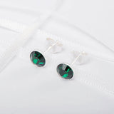 Emerald Cubic Zirconia Silver Stud Earrings