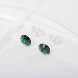 Emerald Cubic Zirconia Silver Stud Earrings