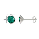 Emerald Cubic Zirconia Silver Stud Earrings