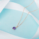 February Birthstone - Amethyst CZ 9ct Gold Pendant Necklace