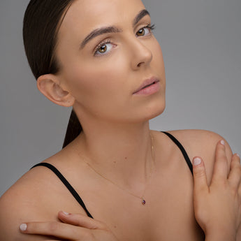 February Birthstone - Amethyst CZ 9ct Gold Pendant Necklace