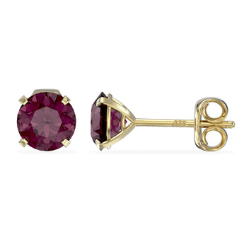 February Birthstone - Amethyst CZ 9ct Gold Stud Earrings