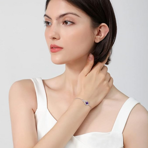 February Birthstone - Infinity Amethyst CZ Adjustable Bolo Silver Bracelet