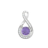 February Birthstone - Amethyst CZ Silver Infinity Pendant Necklace