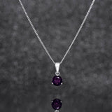 February Birthstone - Amethyst Cubic Zirconia Sterling Silver Pendant Necklace