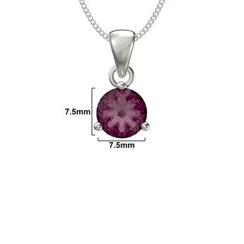 February Birthstone - Amethyst Cubic Zirconia Sterling Silver Pendant Necklace