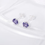 February Birthstone - Amethyst Cubic Zirconia Silver Stud Earrings