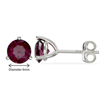 February Birthstone - Amethyst Cubic Zirconia Silver Stud Earrings