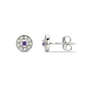 Sterling Silver February Cubic Zirconia Birthstone Stud Earrings