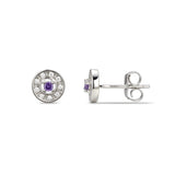 Sterling Silver February Cubic Zirconia Birthstone Stud Earrings
