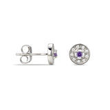 Sterling Silver February Cubic Zirconia Birthstone Stud Earrings