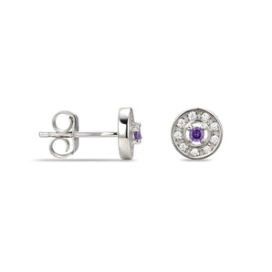 Sterling Silver February Cubic Zirconia Birthstone Stud Earrings