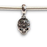 Sterling Silver Fleur De Lis Skull Sterling Silver Dangle Charm