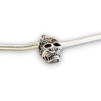 Sterling Silver Fleur De Lis Skull Sterling Silver Dangle Charm