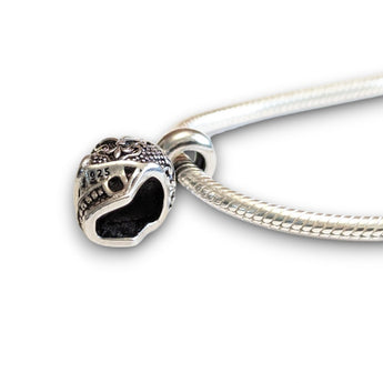 Sterling Silver Fleur De Lis Skull Sterling Silver Dangle Charm