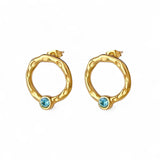 Amnesia Jewellery | Gold Plated Stainless Florence Aquamarine Earrings