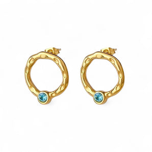 Amnesia Jewellery | Gold Plated Stainless Florence Aquamarine Earrings