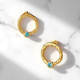 Amnesia Jewellery | Gold Plated Stainless Florence Aquamarine Earrings