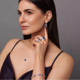 Sapphire Cubic Zirconia Flower Silver Ring