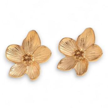 Amnesia Jewellery | Gold Plated Stainless Steel Azalea Flower Earrings