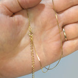 18ct Gold Plated Box Chain 1mm, 925 Sterling Silver