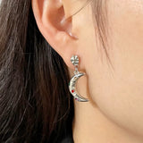 Amnesia Jewellery | Gold Plated Gem Cresent Moon Earrings