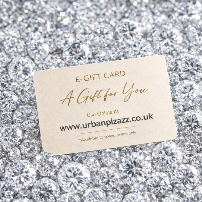 Urban Pizazz Gift Card Image, displayed on a bed of diamond crystals