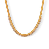 Amnesia Jewellery | Gold Plated Stainless CZ Herringbone Necklace
