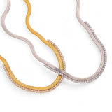 Amnesia Jewellery | Gold Plated Stainless CZ Herringbone Necklace