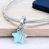 Sterling Silver Blue Glow In The Dark Lucky Star Charm
