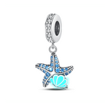 Sterling Silver Glow In The Dark Blue Starfish Charm