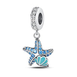 Sterling Silver Glow In The Dark Blue Starfish Charm